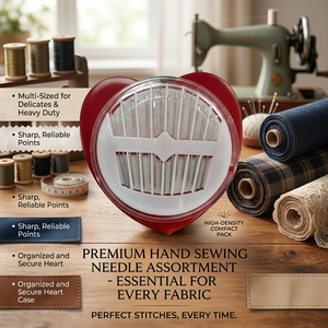 ND0048 Hand Sewing <b>Needle</b> Assortment Multi-Sized Steel <b>Needles</b> Heart <b>Case</b> Organized Secure Pack for Every Fabric - Product Image 2