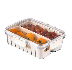 Portable PP <b>Plastic</b> Square Snack <b>Box</b> Container Divided Serving Tray <b>Lid</b> Fresh Keeping Food Storage Compartment Handle Platters - Product Image 2