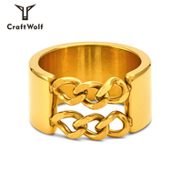 Craft Wolf Mode Herrenschmuck Metallguss 18k Vergoldeter Doppelketten-Breitring Schmuck Direkt vom Hersteller Maßanfertigung