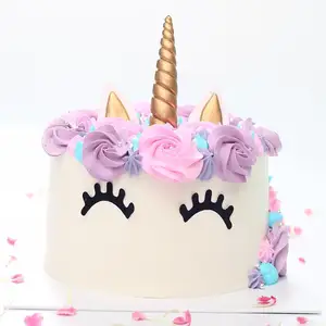 Unicorn Cartoon Cake Topper with 3D Clay Horns  Ears  and Eyes  Kids Cake Topper Baking and Decorative Cake Toppers Wholesale