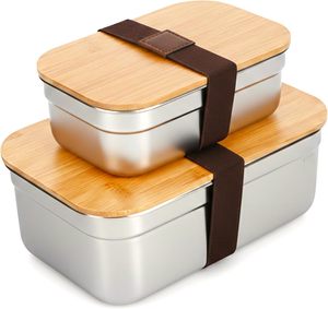 Microwave Safe <b>Bento</b> <b>Box</b> Children <b>Lunch</b> <b>Box</b> Bamboo Lid Stainless Steel <b>Lunch</b> <b>Box</b> <b>for</b> <b>Adults</b> School Camping - Product Image 1