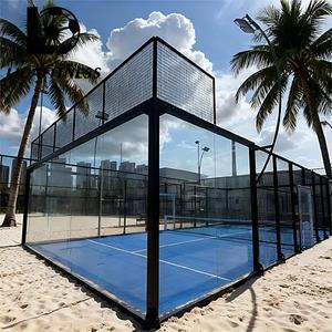 Campo da Tennis e Paddle Panoramico Standard per Esterni, Set Completo con Telaio in Acciaio Zincato e Vetro Temperato per Club - Product Image 1