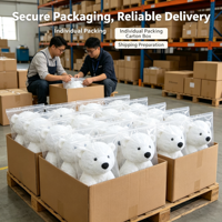 Boneka Beruang Kutub Plushie Custom, Boneka Beruang Putih Lembut Berbulu Keriting untuk Hadiah dan Dekorasi Rumah