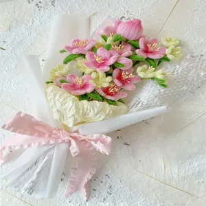 Bouquet <span class=keywords><strong>de</strong></span> tulipes torsadées fait main DIY – Kit <span class=keywords><strong>de</strong></span> matériaux pour fleurs artisanales – Bouquet <span class=keywords><strong>de</strong></span> fleurs tissées à faire soi-même – Cadeau pour petite amie - Product Image 1