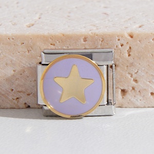 Abalorios Italianos de Alta Calidad Chapados en Oro de 18k, Acero Inoxidable Antideslustre, Corazón Rojo y Estrella, para Pulseras Italianas - Product Image 4