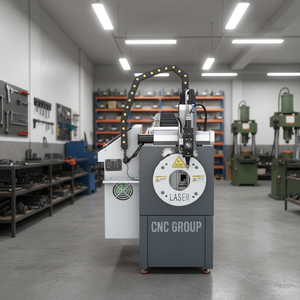 Machine de découpe de tuyaux au laser à fibre, diamètre de tuyau de 120 mm, longueur de traitement de 6000 mm, refroidissement par eau, découpe de châssis métalliques. - Product Image 1