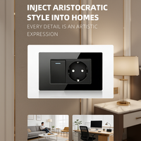 Prise murale électrique Jinmai Switches Factory 118 avec panneau en verre blanc, noir, gris, certification CE, prise murale USB pour l'Europe