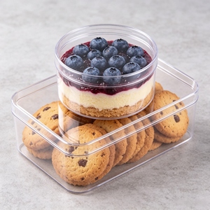 Boîte à collation légère en plastique PET transparent avec couvercle à pression pour emballer biscuits, confiseries, fruits secs, noix et aliments secs - Product Image 3
