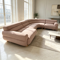 Canapé modulaire incurvé moderne avec structure en bois massif, tissu personnalisé, mobilier de luxe pour salon, ensemble de canapés d'angle en tissu incurvé