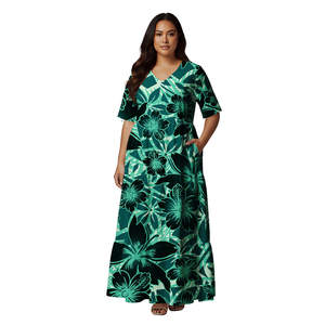 Hawaii Aloha Beach Outfit Jurk met bloemenprint Avondjurken V-hals Sexy Elegant Eiland Polynesische tribale prom Samoaanse jurken - Product Image 5