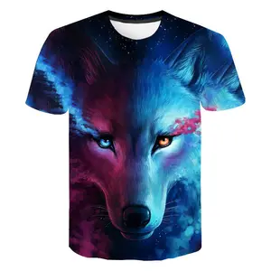 Camisetas con estampado 3D de lobo Animal para hombre, camisetas con estampado digital, ropa gráfica informal de gran tamaño