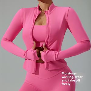 <span class=keywords><strong>Lulu</strong></span> femmes fermeture éclair serré à manches longues Fitness sport haut veste respirant nuage sens course manteau avant grande taille Yoga costume - Product Image 1