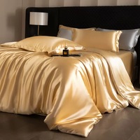 Ensemble de literie en satin 300 fils, 4 pièces, garni de fibres de polyester/bambou lyocell, luxueux et confortable, taille King