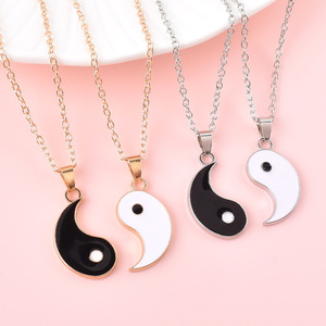 Nuovo Set di collana di coppia di Tai Chi Gossip Figaro bianco nero placcato oro antico in lega classica ciondolo per regalo di buoni <span class=keywords><strong>amici</strong></span> - Product Image 2