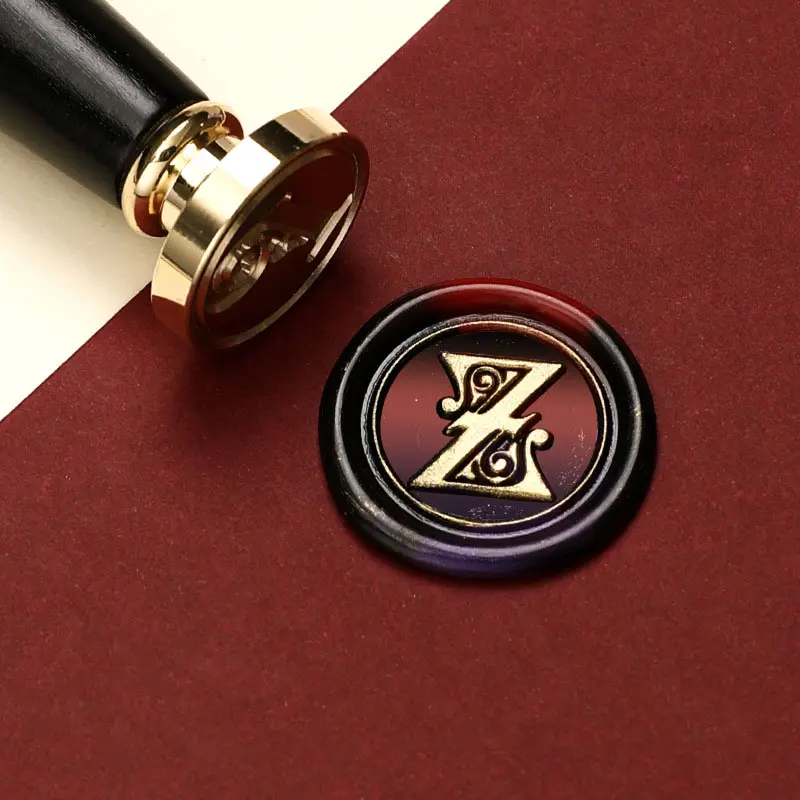 High Quality Gothic Letter Series Black Wood Handle With Single Seal 26 English Letters Wax Seal Stamp Head
