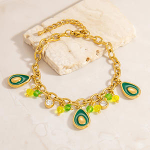 Collier pendentif avocat en acier inoxydable plaqué or 18 carats, bijou à thème fruit pour femme, cadeau, accessoire de mode - Product Image 1