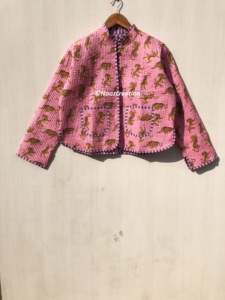 Tigre fait à la main matelassé vestes coton Floral Style bohème automne hiver veste manteau Streetwear Boho matelassé réversible veste - Product Image 2