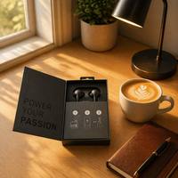 Boîte rigide magnétique noire mate personnalisée pour emballage électronique avec insert en mousse, couvercle à charnière, boîte cadeau tiroir pour écouteurs, montres, bijoux