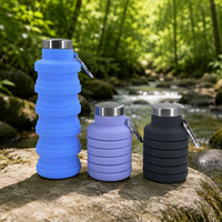 Bouteille d'eau sport pliable en silicone 500 ml avec bouchon à vis, sans BPA et réutilisable pour les voyages et le camping – Meilleure vente
