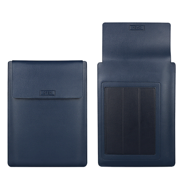 2021 New 3mm Thickness 3 in 1 Inch Waterproof Laptop PU Leather Sleeve Bag With Stand for 13.3 15.6 14 Inch Laptop