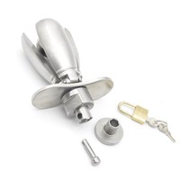Bouchon anal ouvert en acier inoxydable avec perles extensibles et dispositif de chasteté à verrouillage, jouet sexuel BDSM fétichiste