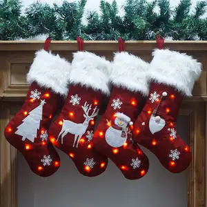 Christmas Stocking Led Christmas Stockings Embroidered Holiday Icons Crewel Christmas Stockings