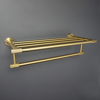 Ensemble de quincaillerie de salle de bain en acier inoxydable 304, finition or brossé, à fixation murale, comprenant porte-serviettes, porte-papier toilette et porte-peignoir