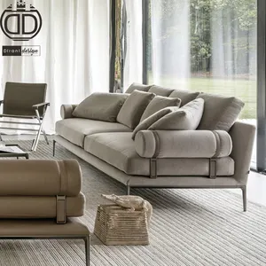 Luxe Designer Couch 2 Zits Lederen Banken Nordic Luxe Moderne Grijze Sofa Ontwerpen Fabrikanten Voor De Woonkamer