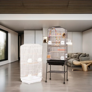 Cage à oiseaux en métal avec roues et perchoir, volière d'élevage pour perroquets, pigeons et autres animaux de compagnie, en fer - Product Image 6