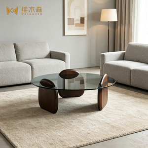 <span class=keywords><strong>Tavolino</strong></span> <span class=keywords><strong>da</strong></span> Caffè Shark, Design Minimalista Italiano, Rotondo <span class=keywords><strong>in</strong></span> <span class=keywords><strong>Vetro</strong></span> e Legno Massello, per Soggiorno, Prodotto <span class=keywords><strong>in</strong></span> Guangdong - Product Image 4