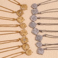 Collier pendentif Tarot gravé Dreamshow, mode été, plaqué or 18 carats, bijoux en acier inoxydable, ensemble de colliers