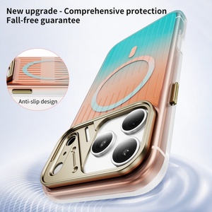 เคสโทรศัพท์ลายกระเป๋าเดินทางแบบไล่เฉดสีด้าน พร้อมแม่เหล็กสำหรับ iPhone 18 17 Pro Max  พร้อมกรอบโลหะป้องกันกล้อง กันกระแทก - Product Image 4