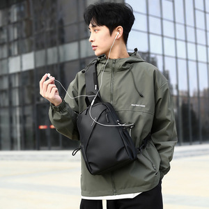 Men's Oxford Cloth Chest Bag Large Capacity Water Repellent Business Travel Crossbody Bag Black Gray Blue Solid Color - Product Image 4