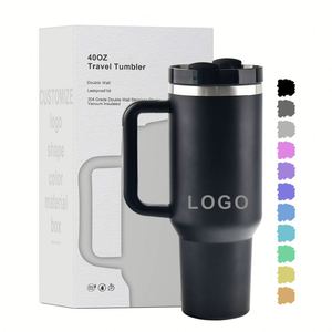 Custom Logo 40oz & 30oz Tumbler Double Wall Stainless Steel Vacuum <b>Insulated</b> Travel Coffee <b>Mug</b> With Handle & Leakproof Lid - Product Image 2