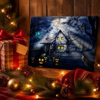 Tableau LED Scène Urbaine Nocturne – Décoration Murale Lumineuse pour Salon, Chambre, Cadeau de Noël ou d'Halloween