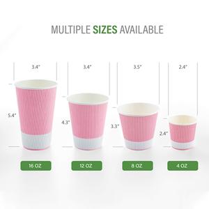 Hyde-made tasse en papier 8oz pour café ondulé, tasse en papier personnalisée 8oz avec couvercle - Product Image 3