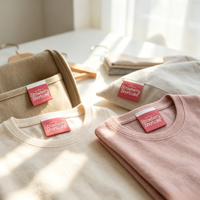 Étiquettes tissées personnalisées pour vêtements, étiquettes de col pliées au centre, étiquettes de marque personnalisées pour vêtements, sacs, chaussures