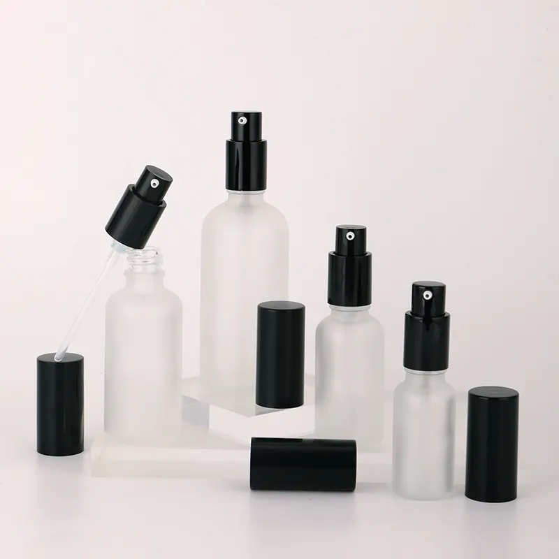 Empty Frosted Scalp Serum Bottle 10ml 20ml 30ml 50ml 100ml Matte Glass Pump Cosmetic Bottle Container Packaging