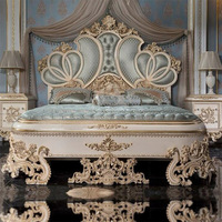 Cadre de lit complet en bois royal antique européen, lit classique rustique de taille king, lit queen, chambre à coucher pour fille, ensemble de meubles de chambre à coucher de luxe avec miroir