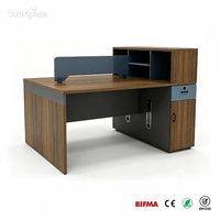 Escritorio de Oficina Moderno y Ecológico para Uso Comercial, con Pantalla de Privacidad, Acabado en Madera, Cajón Superior de PVC, Certificado BIFMA, para el Hogar