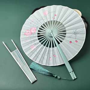 Abanico de Mano Plegable de Bambú Pequeño Personalizado para Mujer al por Mayor, con Diseño de Loto, Begonia, Capa y Jazmín, de Tela de Seda China - Product Image 3