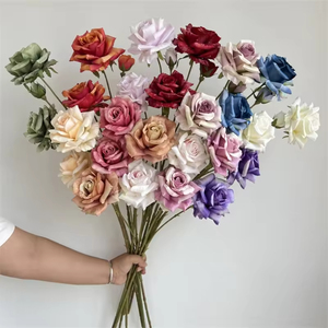 Venta directa de fábrica, flores artificiales al por mayor, 3 rosas artificiales grandes de seda, decoración para bodas y fiestas - Product Image 1