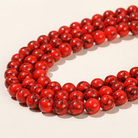 JD GEMS Perles Rondes Semi-Précieuses Naturelles et Synthétiques en Turquoises Rouges 4/6/8/10/12mm Certifiées CNAS pour la Fabrication de Bijoux