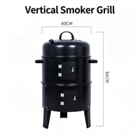 Barbecue vertical à charbon de bois à 3 niveaux pour l'extérieur, multifonctionnel
