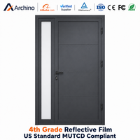 Pintu Geser Otomatis Aluminium Thermal Break untuk Villa Modern, Pintu Masuk Depan Eksterior Berinsulasi Berkinerja Tinggi