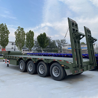 Semi-remorque à plateau surbaissé à 3/4/5 essieux, capacité de 40 à 100 tonnes pour le transport de machines, avec échelle mécanique/hydraulique en option