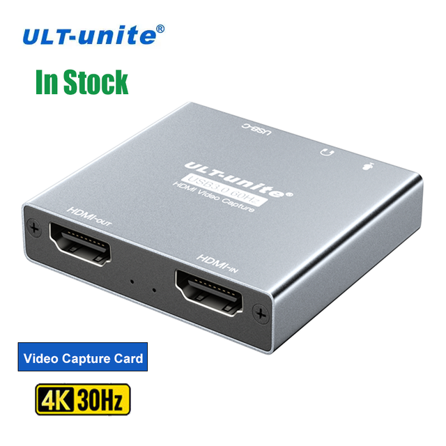 ULT-Unite USB 3.0 4K 30Hz Dual Output Aluminum Alloy Video Capture Card Plug and Play for Live Streaming Gaming Recorder