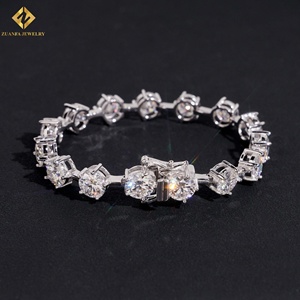 925 Sterling Silver VVS Moissanite Tennis Bracelet Round Cut <b>Iced</b> <b>Out</b> Diamond Bracelet 18K Gold Plated Hip Hop Fine Jewelry - Product Image 1
