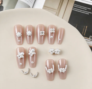Adornos de <span class=keywords><strong>Uñas</strong></span> con Flores de Perlas Francesas, Diamantes de Imitación 3D con Línea Lunar Smile, Apilables y con Envoltura de Perlas, Suministros <span class=keywords><strong>para</strong></span> Arte de <span class=keywords><strong>Uñas</strong></span> DIY - Product Image 4
