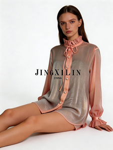 Camicetta Sexy da <span class=keywords><strong>Donna</strong></span> in <span class=keywords><strong>Chiffon</strong></span> con Colletto a Fiocco e Maniche Lunghe per Primavera/Estate 2026 - Product Image 2